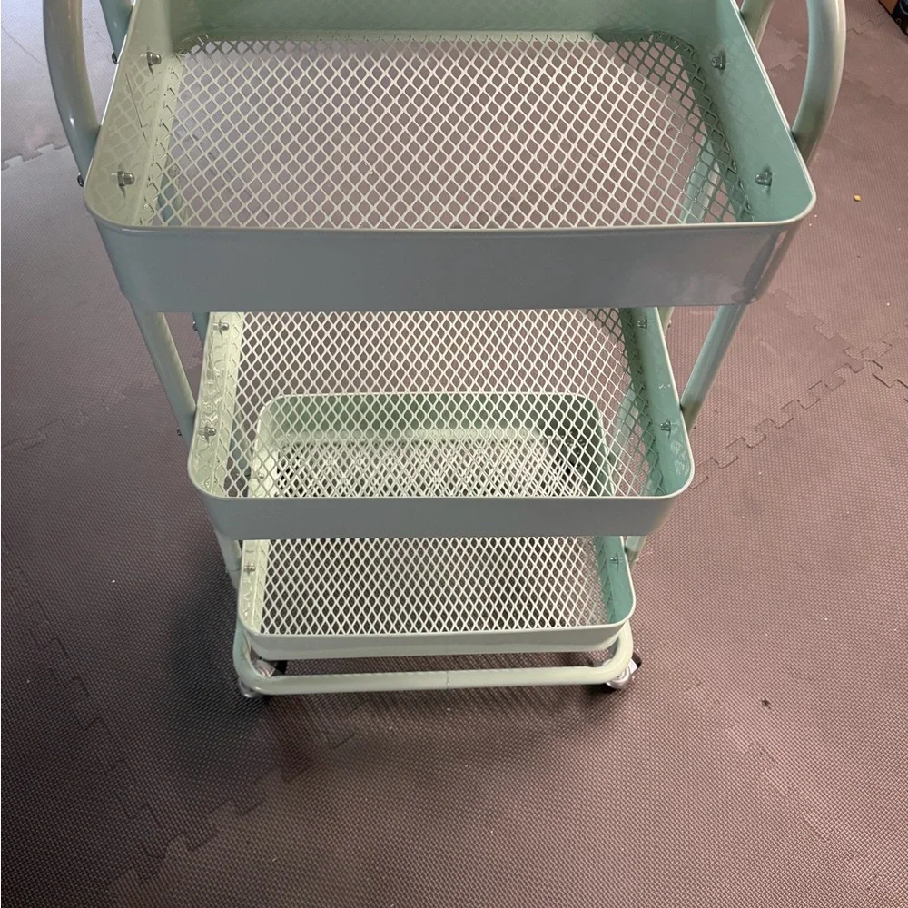 Mint Green Metal Kids Storage Cart Arts & crafts / school work / etc - Picture 2 of 3